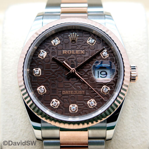 Rolex 126231 Datejust 18K/SS with Chocolate Rolex Motif Diamond Dial on Oyster - Image 3