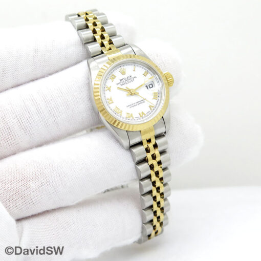 Rolex 79173 Datejust 18K/SS with White Roman Dial on Jubilee