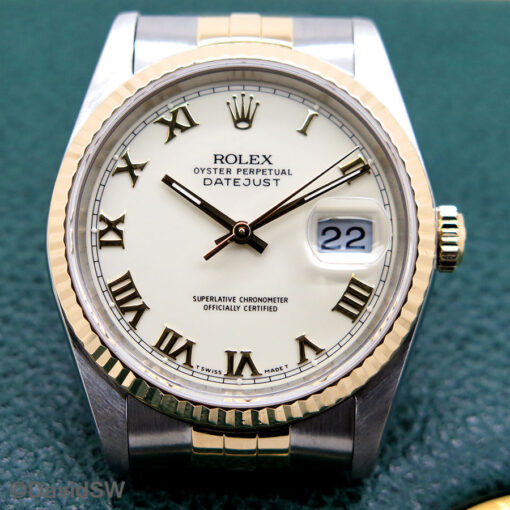 Rolex 16233 Datejust 18K/SS with Ivory Roman Dial on Jubilee - Image 3