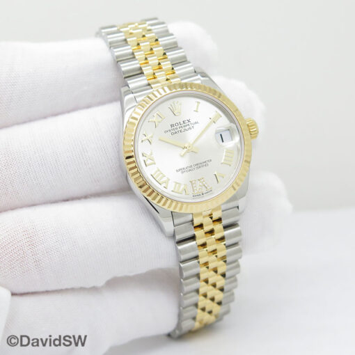 Rolex 278273 Datejust 18K/SS with Silver Roman Diamond "VI" Dial on Jubilee