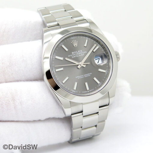 Rolex 126300 Datejust 41 with Slate Stick Dial on Oyster