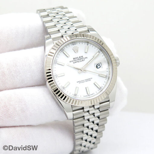 Rolex 126334 Datejust 41 with White Stick Dial on Jubilee
