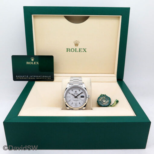 Rolex 228236 Day Date 40 Platinum with Meteorite Diamond Baguette Dial - Image 2