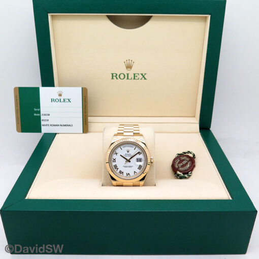 Rolex 218238 Day Date II 18K Yellow Gold with White Roman Dial - Image 2