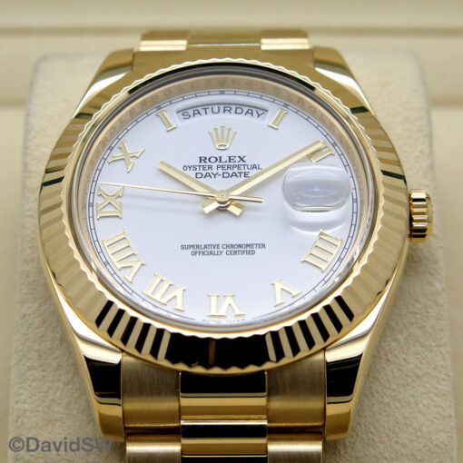 Rolex 218238 Day Date II 18K Yellow Gold with White Roman Dial - Image 4