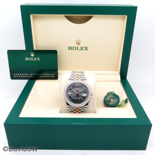 Rolex 126281RBR Datejust 18K/SS with Slate Roman Dial with Diamond Dial on Jubilee - Image 2