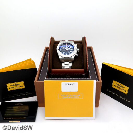 Breitling A13371 Super Avenger II with Black Dial on Bracelet - Image 2