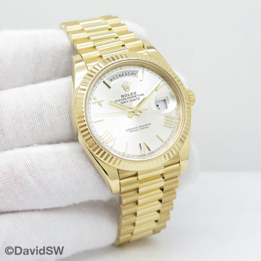 Rolex 228238 Day Date 40 18K Yellow Gold with Silver Roman Dial