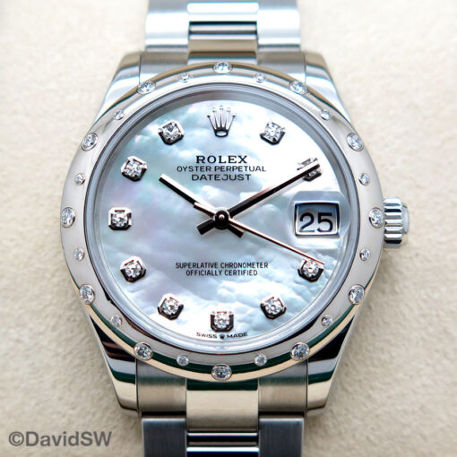 Rolex 278344RBR Datejust 31 with Mother of Pearl Diamond Dial and Domed Diamond Bezel - Image 3