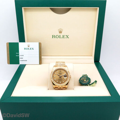 Rolex 116238 Datejust 18K Yellow Gold with Champagne Stick Dial on Jubilee - Image 2