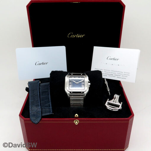Alternative view of Cartier WSSA0063 Santos de Cartier Medium with Blue Dial