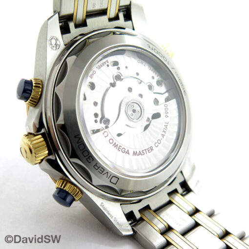 Omega Seamaster Diver 300m Chronograph 18K/SS with Blue Dial on Bracelet - Image 4