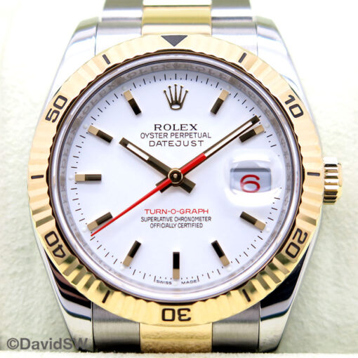 Rolex 116263 Datejust 18K/SS Turn-O-Graph with White Dial on Oyster - Image 3