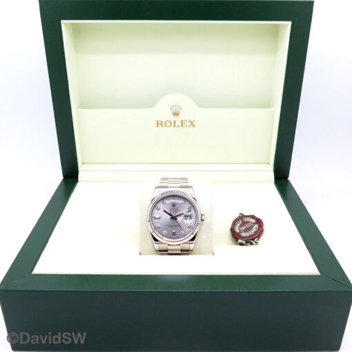 Rolex 118239 Day Date 18K White Gold with Silver Diamond Dial on President - Image 2