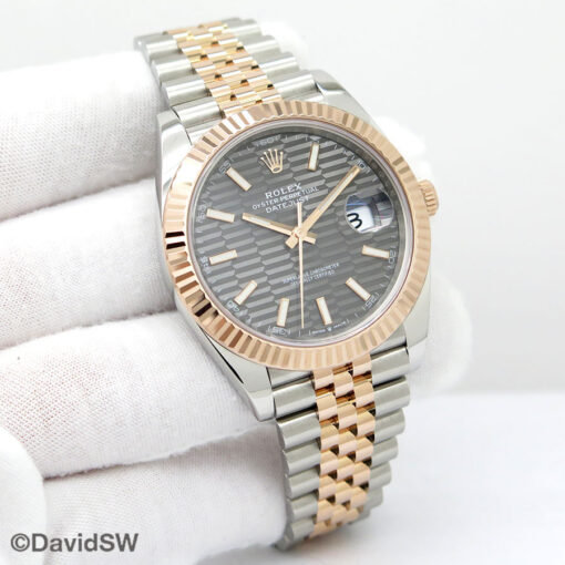 Rolex 126331 Datejust 41 18K/SS with Slate Fluted Motif Dial on Jubilee