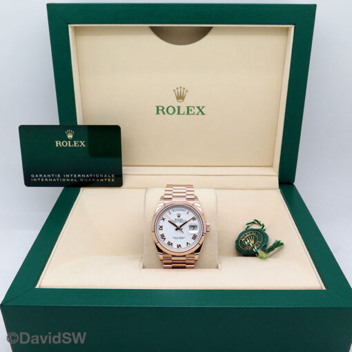 Rolex 128235 Day Date 18K Rose Gold with White Roman Dial - Image 2