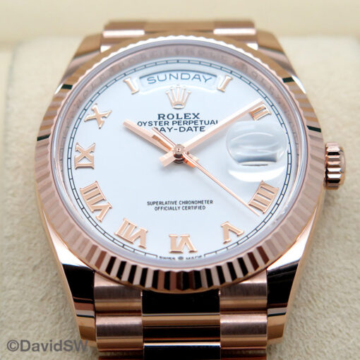 Rolex 128235 Day Date 18K Rose Gold with White Roman Dial - Image 3