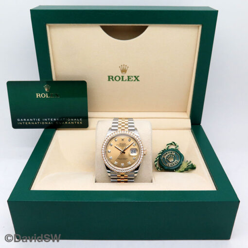 Rolex 126283RBR Datejust 18K/SS with Champagne Diamond Dial and Diamond Bezel on Jubilee - Image 2