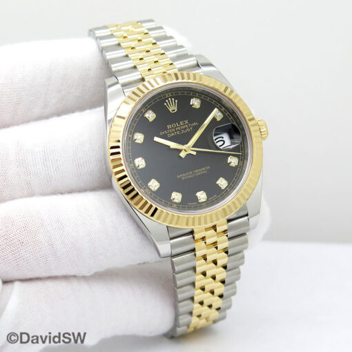 Rolex 126333 Datejust 41 18K/SS with Black Diamond Dial on Jubilee