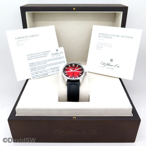 Alternative view of H. Moser & Cie Pioneer Centre Seconds with Red Dial