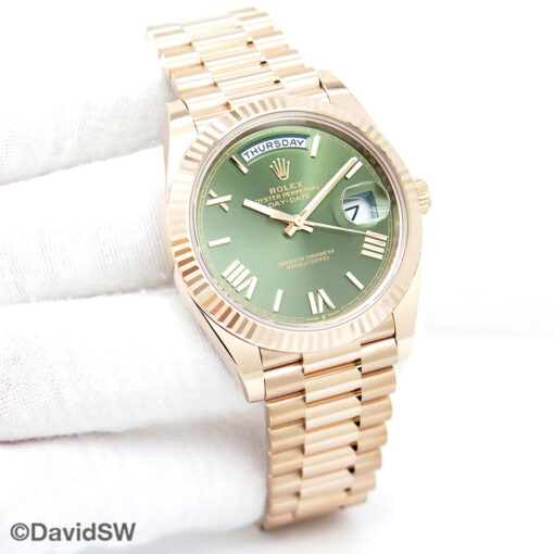 Rolex 228235 Day Date 40 18K Rose Gold with Olive Green Dial
