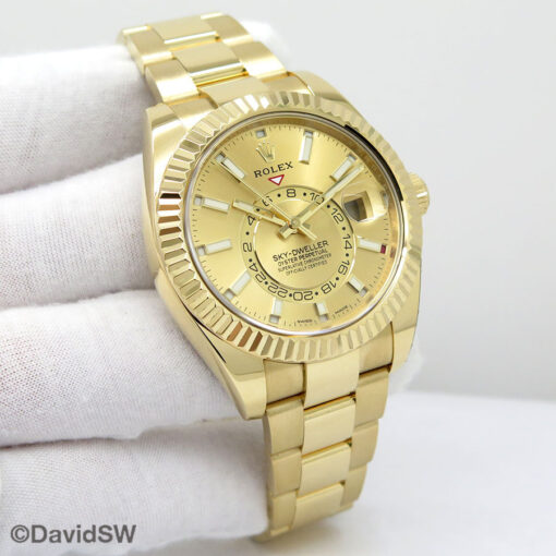 Rolex 326938 Sky-Dweller 18K Yellow Gold with Champagne Dial