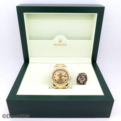 Rolex 218238 Day Date II 18K Yellow Gold with Champagne Roman Dial - Image 2