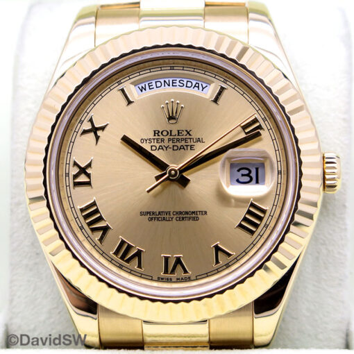 Rolex 218238 Day Date II 18K Yellow Gold with Champagne Roman Dial - Image 3
