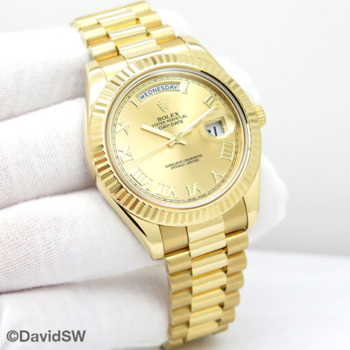 Rolex 218238 Day Date II 18K Yellow Gold with Champagne Roman Dial