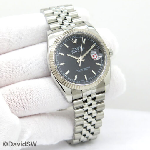 Rolex 116234 Datejust with Black Stick Dial on Jubilee