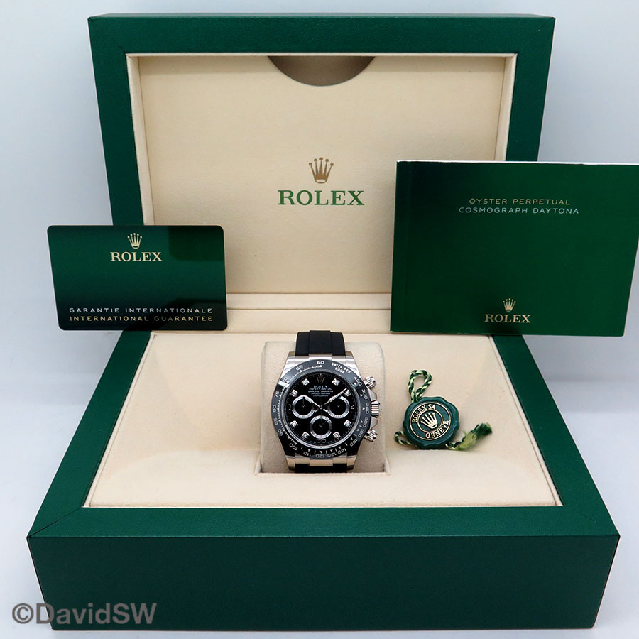 Rolex 116519LN Cosmograph Daytona 18K White Gold with Black Diamond Dial - Image 2