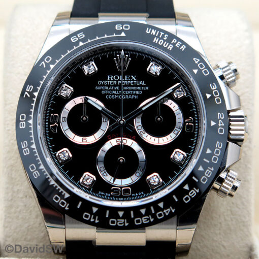 Rolex 116519LN Cosmograph Daytona 18K White Gold with Black Diamond Dial - Image 3