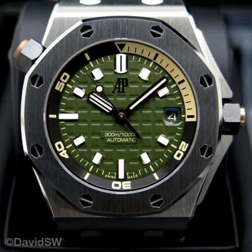 Audemars Piguet 15720ST Royal Oak Offshore Diver with Khaki Green Dial - Image 3