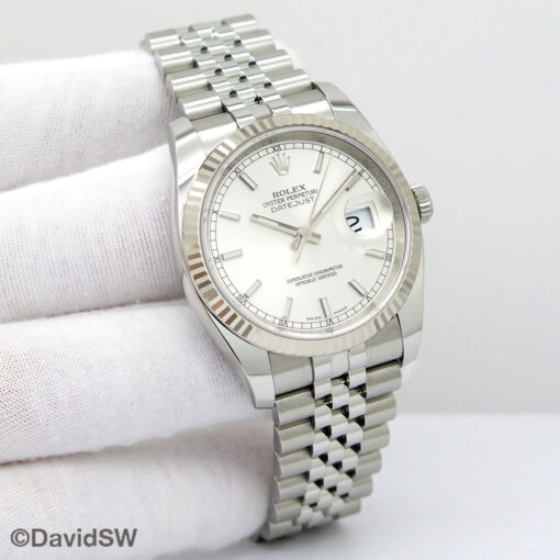Rolex 116234 Datejust with Silver Stick Dial on Jubilee