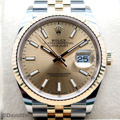 Rolex 126233 Datejust 18K/SS with Champagne Stick Dial on Jubilee - Image 3