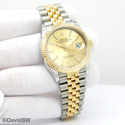 Rolex 126233 Datejust 18K/SS with Champagne Stick Dial on Jubilee