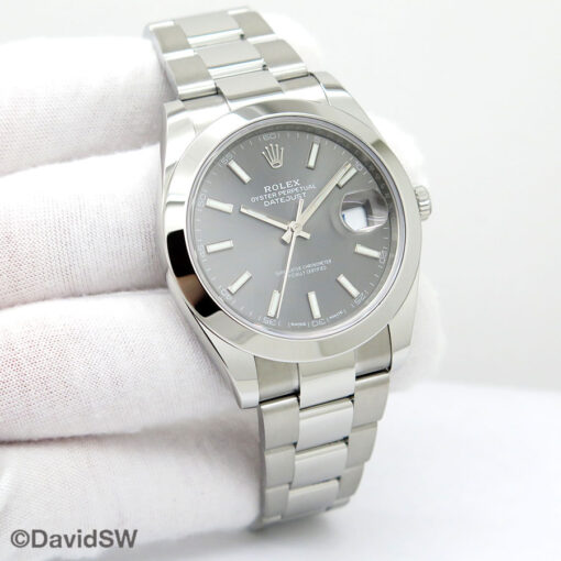 Rolex 126300 Datejust 41 with Slate Stick Dial on Oyster