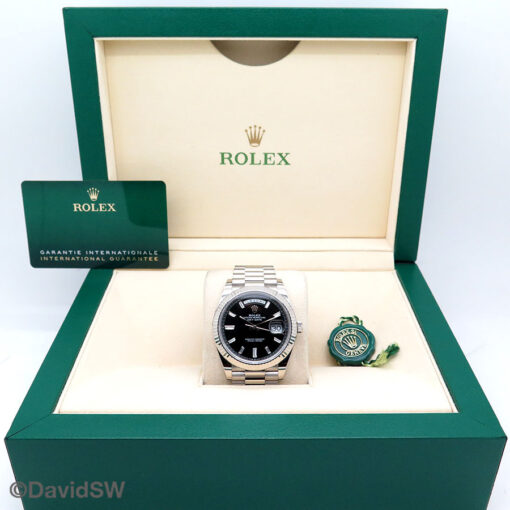Rolex 228239 Day Date 40 18K White Gold with Black Diamond Baguette Dial - Image 2