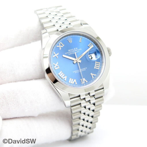 Rolex 126300 Datejust 41 with Blue Azzurro Dial on Jubilee