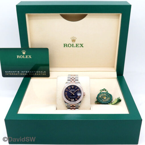 Rolex 278381RBR Datejust 18K/SS with Aubergine Roman Dial with Diamond Bezel and Diamond "VI" on Jubilee - Image 2