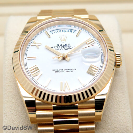 Rolex 228238 Day Date 40 18K Yellow Gold with White Roman Dial - Image 3