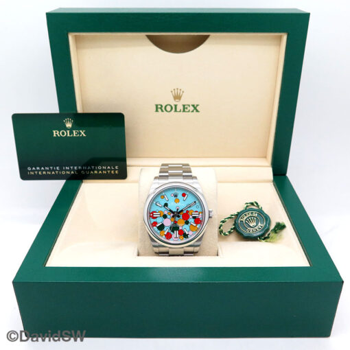 Rolex 124300 Oyster Perpetual 41 with Turquoise Celebration Motif Dial - Image 2