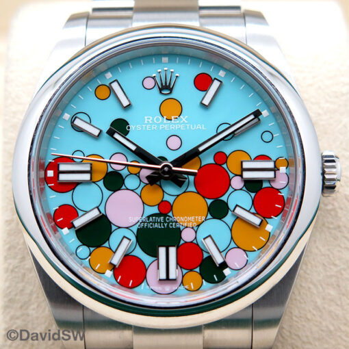 Rolex 124300 Oyster Perpetual 41 with Turquoise Celebration Motif Dial - Image 3