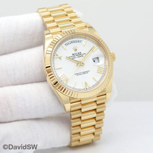 Rolex 228238 Day Date 40 18K Yellow Gold with White Roman Dial
