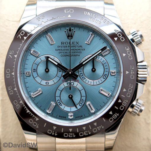 Rolex 116506 Cosmograph Daytona Platinum with Ice Blue Diamond Baguette Dial - Image 3