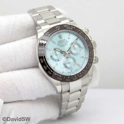 Rolex 116506 Cosmograph Daytona Platinum with Ice Blue Diamond Baguette Dial