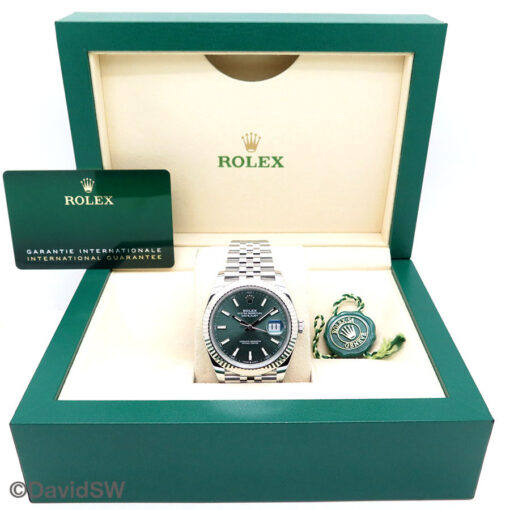 Rolex 126334 Datejust 41 with Mint Green Stick Dial on Jubilee - Image 2