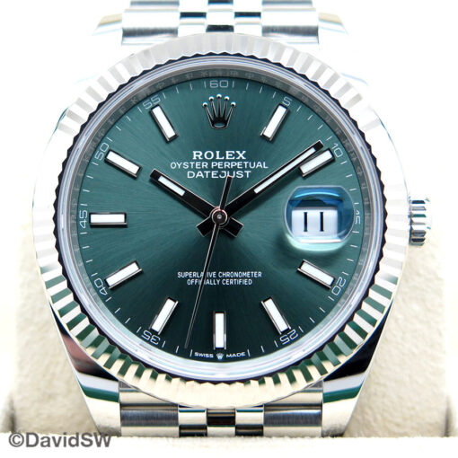 Rolex 126334 Datejust 41 with Mint Green Stick Dial on Jubilee - Image 3