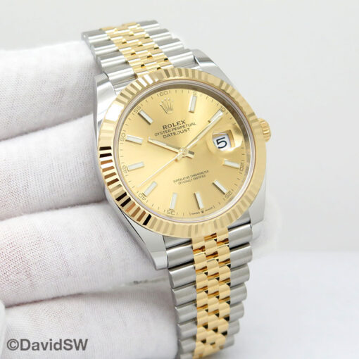 Rolex 126333 Datejust 41 18K/SS with Champagne Stick Dial on Jubilee