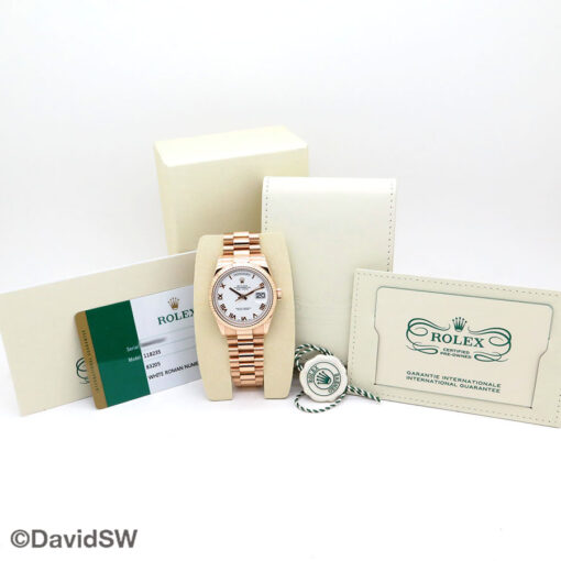 Rolex CPO 118235 Day Date 18K Rose Gold with White Roman Dial - Image 2